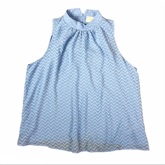 Maeve (Anthropologie) NWT Polyester Keyhole Blue CHARLEY Halter Blouse, Size 1X - Picture 4 of 12